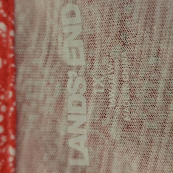 Lands' End. NWOT. Orange/Red; Notched Crew Neck; Crocheted & Knit Top.  Size 1X - Picture 13 of 15